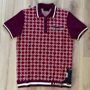 AMIRI MEN NEW CASUAL POLO SHIRT  RED COLOR